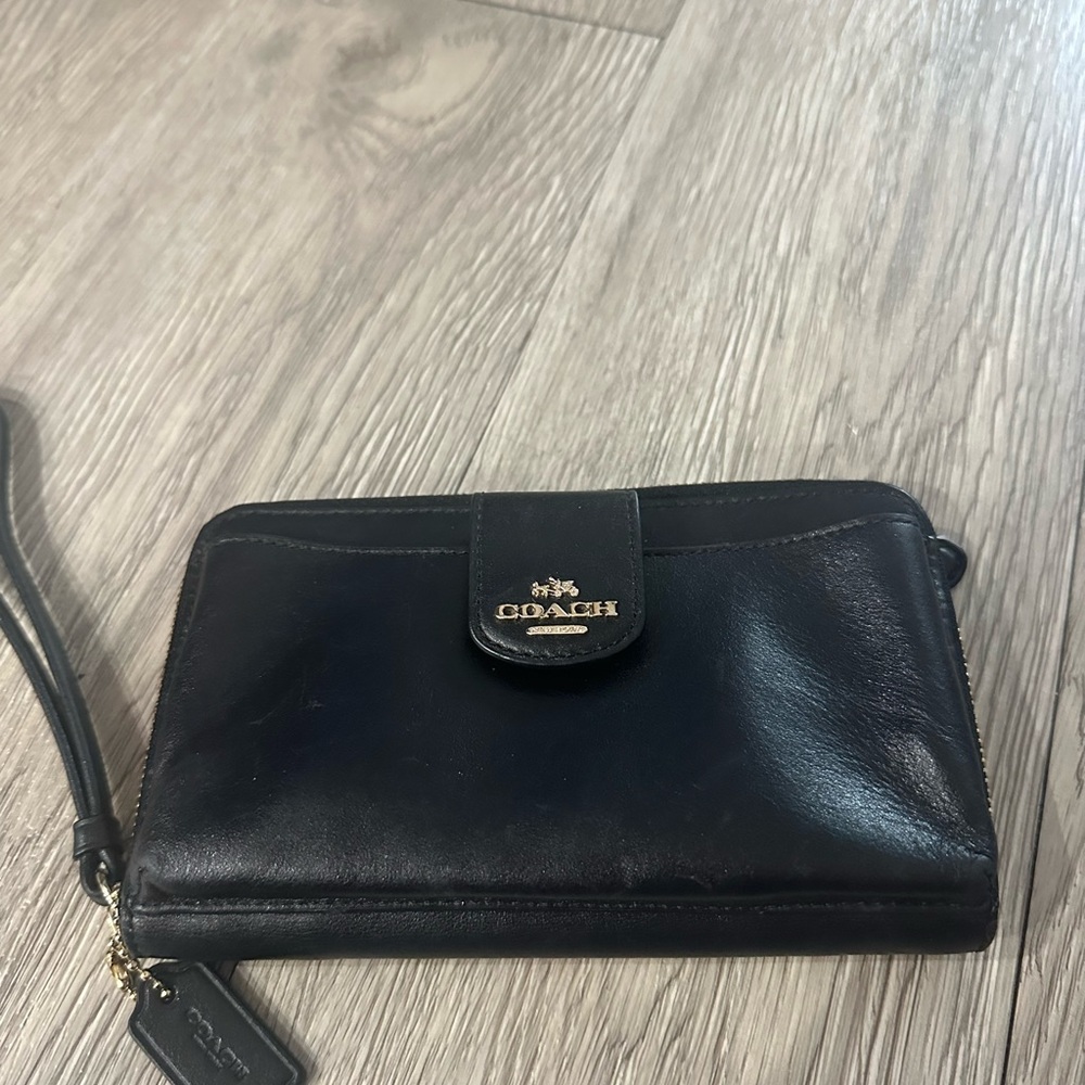 Coach Black Leather Wristlet Wallet